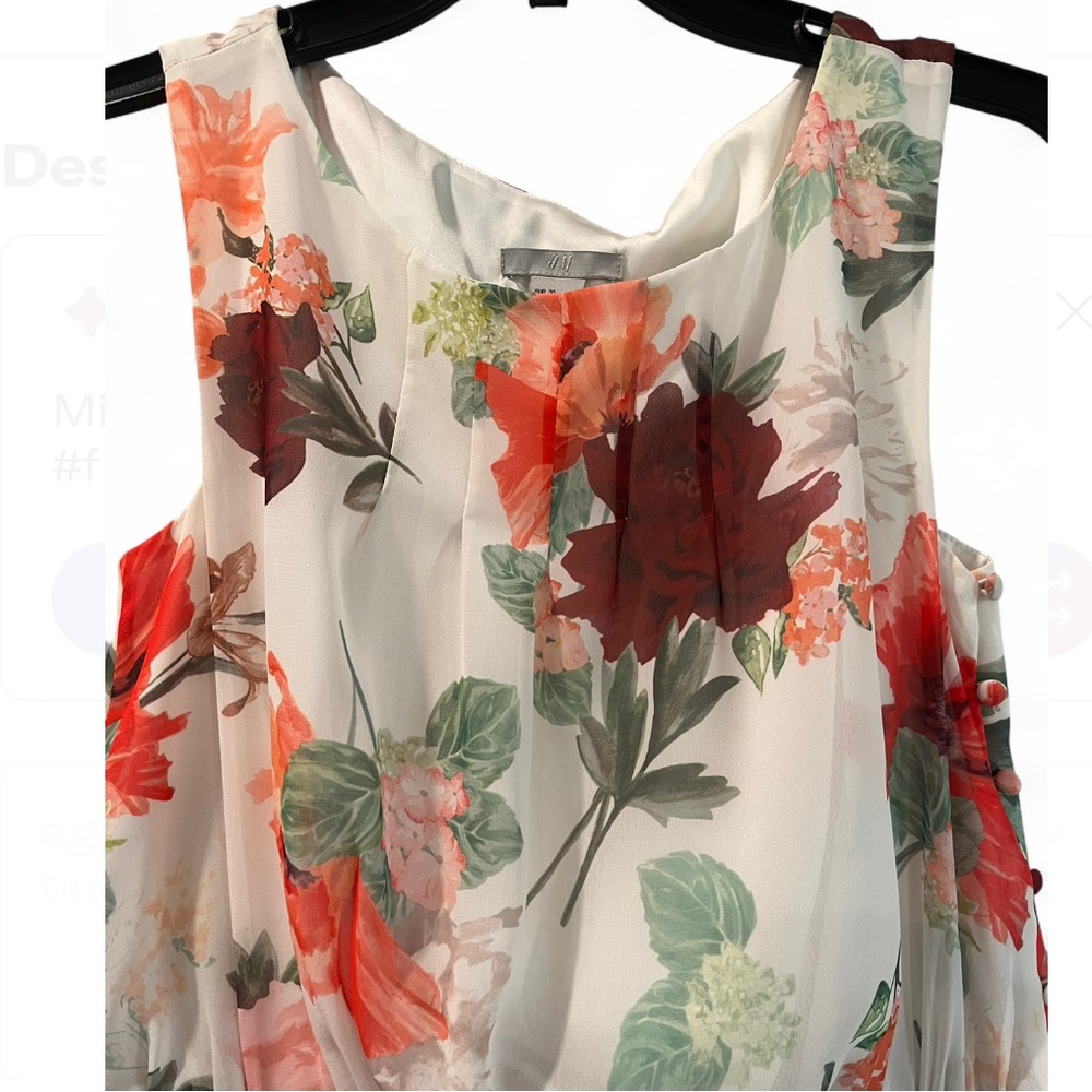 H&M Floral elegant business casual chic Dress - Red, Green, Gray